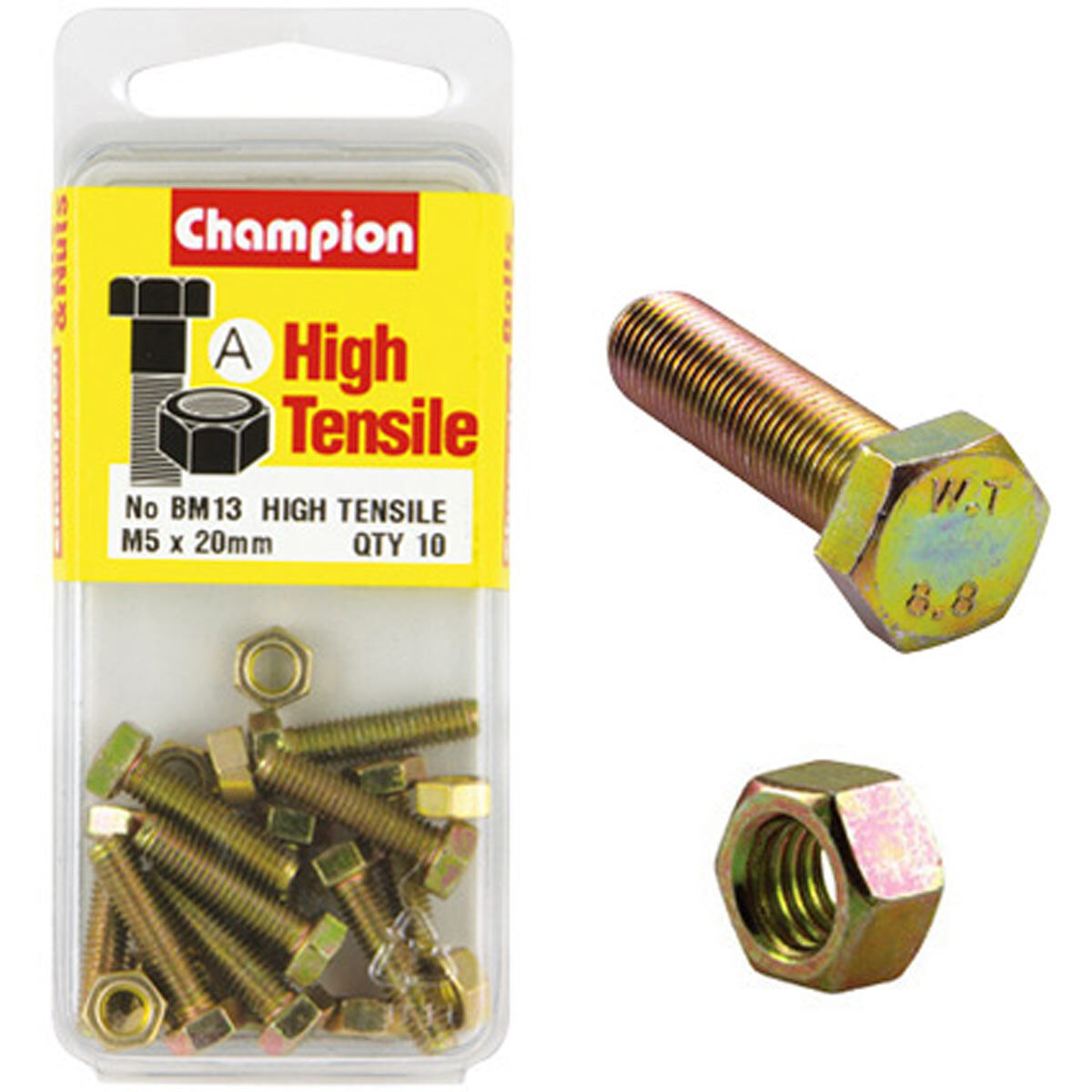 Champion High Tensile Bolts and Nuts BM13, M5 X 20mm, , scaau_hi-res