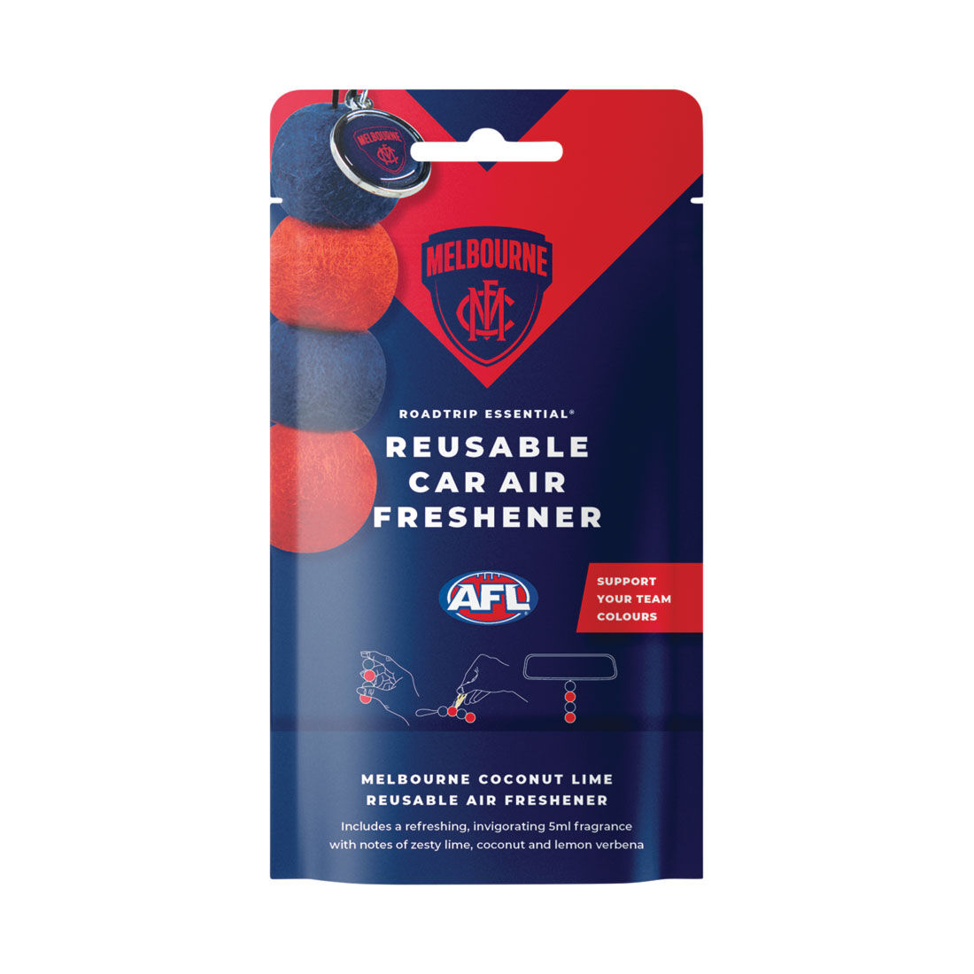 Roadtrip Essential Air Freshener Set Melbourne Demons Coconut Lime 5ml, , scaau_hi-res