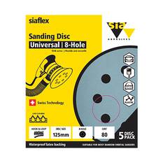 SIA Abrasives 125mm Wet & Dry Sanding Disc, 1948 Series, 8 Hole, 80 Grit, 5 Pack, , scaau_hi-res