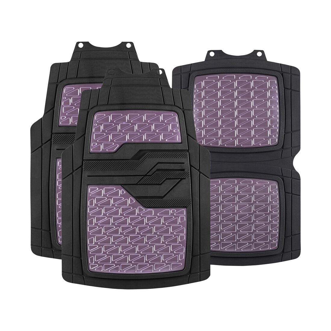 SCA Checkerplate PVC Car Floor Mats - Set of 4, Purple/Black, , scaau_hi-res
