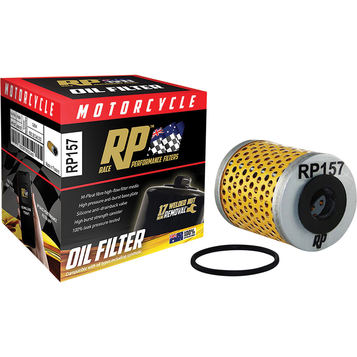 Race Performance Motorcycle Oil Filter RP157, , scaau_hi-res