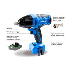 Kincrome PT18 18V Brushless 1/2" 950Nm Impact Wrench Skin, , scaau_hi-res
