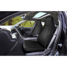 SCA Racing Leather Look & Mesh Seat Covers Black Airbag Compatible, , scaau_hi-res