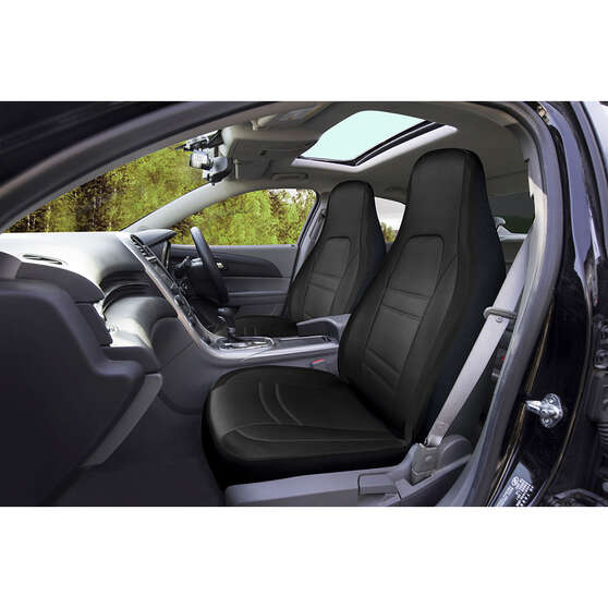 SCA Racing Leather Look & Mesh Seat Covers Black Airbag Compatible, , scaau_hi-res