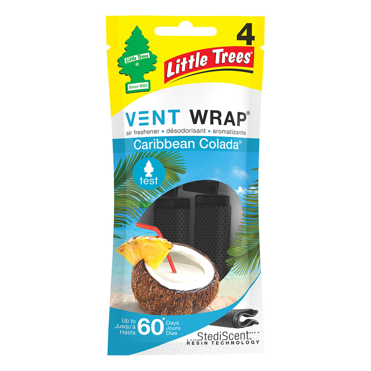 Little Trees Vent Wrap Air Freshener - Caribbean Colada 4 Pack, , scaau_hi-res