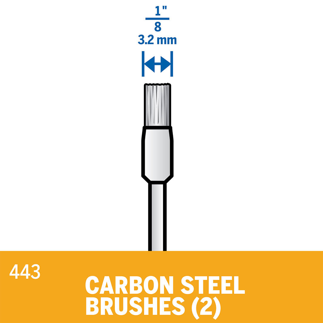 Dremel 2pk Carbon Steel 3.2mm Shank 3.2 Mm Dia Brush, , scaau_hi-res