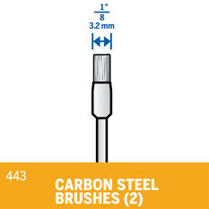 Dremel 2pk Carbon Steel 3.2mm Shank 3.2 Mm Dia Brush, , scaau_hi-res