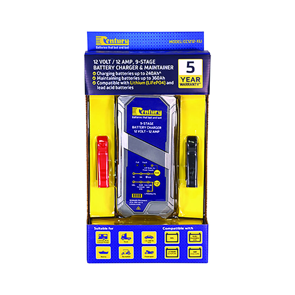 Century CC1212Lithium 12V 12Amp 9 Stage Battery Charger Supercheap Auto