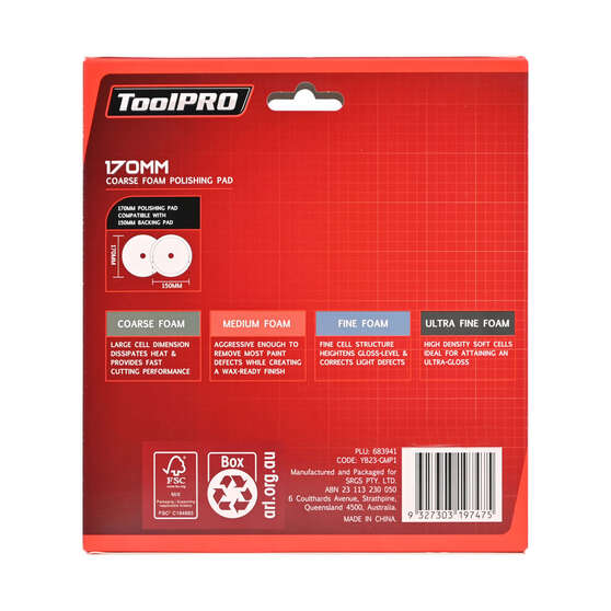 ToolPRO 170mm Coarse Foam Polishing Pad Green, , scaau_hi-res
