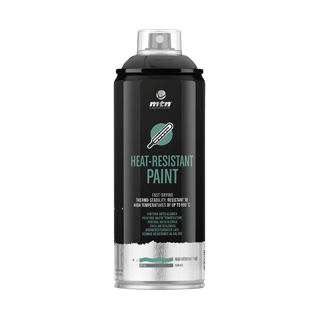 MTN Pro Black Heat Resistant Spray Paint 400mL, , scaau_hi-res