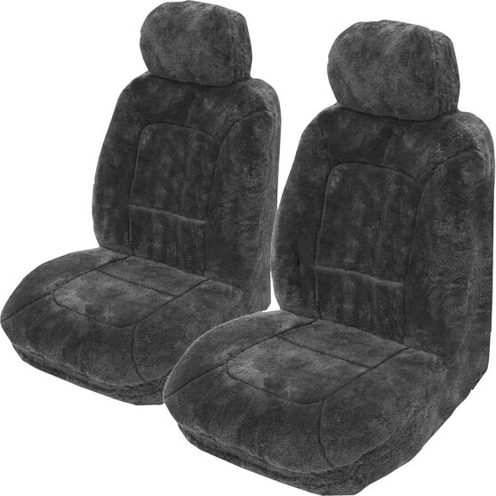 Platinum Cloud Sheepskin Seat Covers Slate Adjustable Headrests Size 30 Front Pair Airbag Compatible Slate 6917 Supercheap Auto
