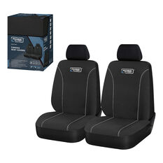 Ridge Ryder Canvas Seat Covers Black/Grey Piping Adjustable Headrests Airbag Compatible 30SAB, , scaau_hi-res
