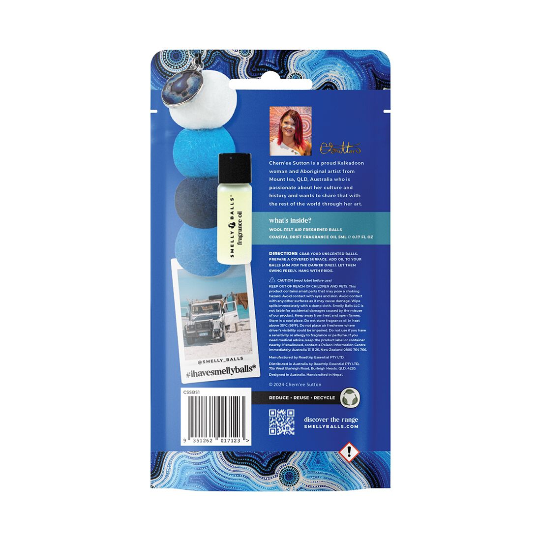 Smelly Balls Chern'ee Sutton Air Freshener Set Coastal Drift 5ml, , scaau_hi-res