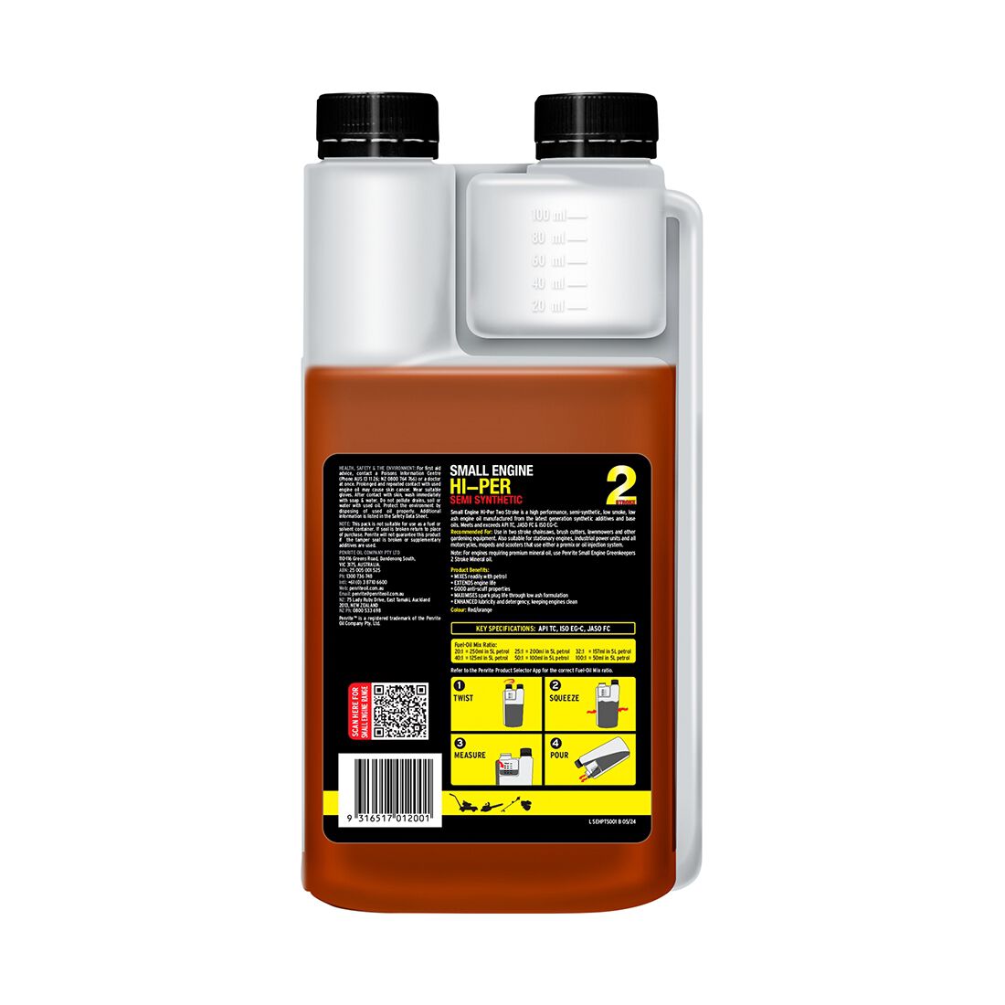 Penrite Hi-Per 2 Stroke Engine Oil - 1 Litre, , scaau_hi-res