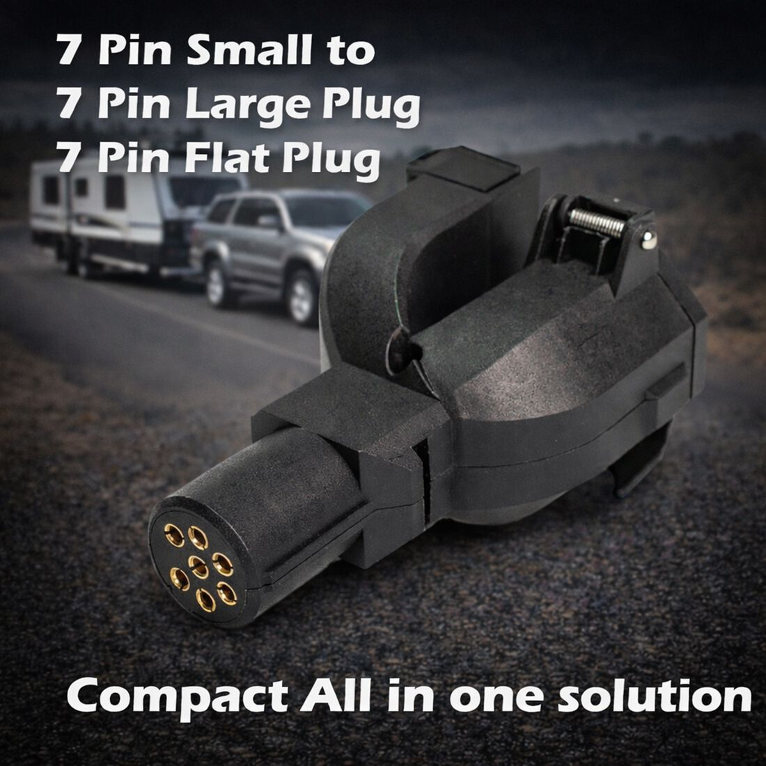 SCA Trailer Adaptor 3 Way 7 Pin Small Round Socket to 7 Pin Flat Plug, 7 Pin Large Round Plug, , scaau_hi-res