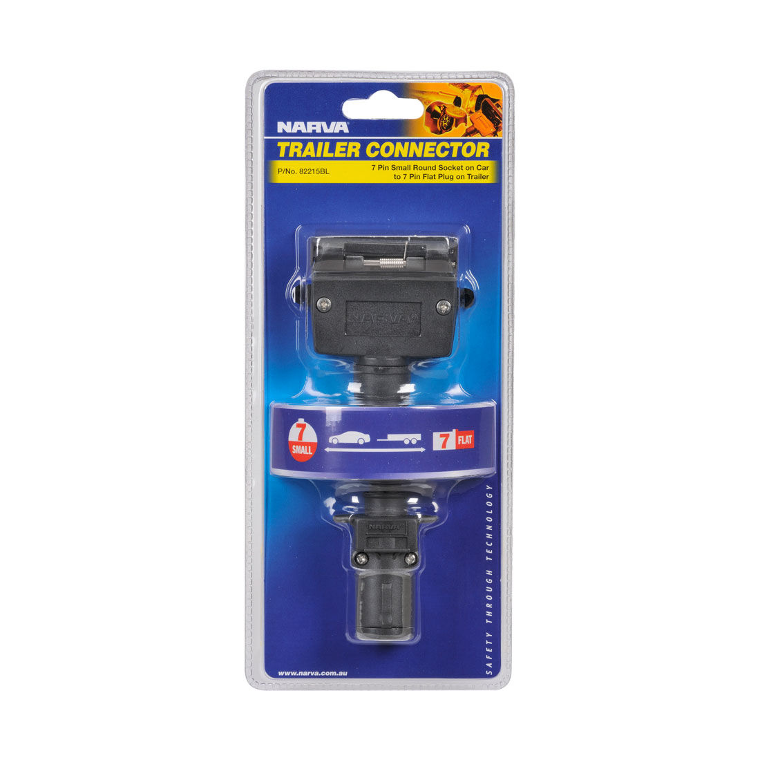 Narva 7 Pin Small Round Socket To 7 Pin Flat Trailer Plug, , scaau_hi-res