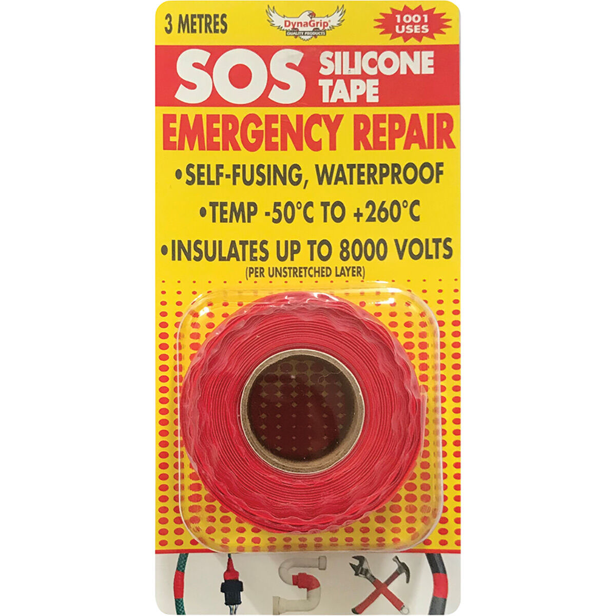 DynaGrip SOS Silicone Tape - Red, 3m x 25mm, , scaau_hi-res