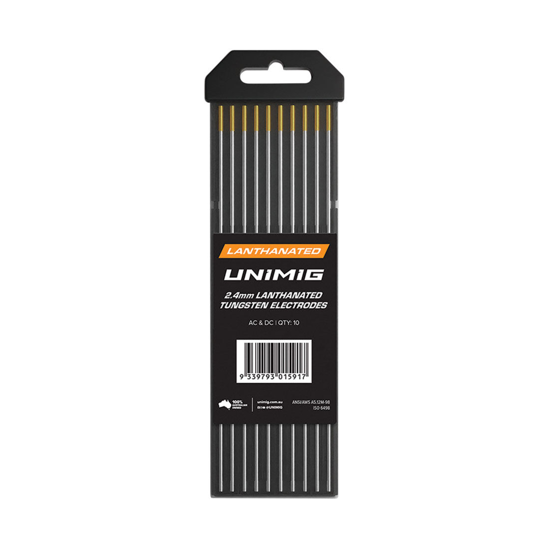 UNIMIG Gold Tungsten Electrodes 2.4mm 10pk, , scaau_hi-res