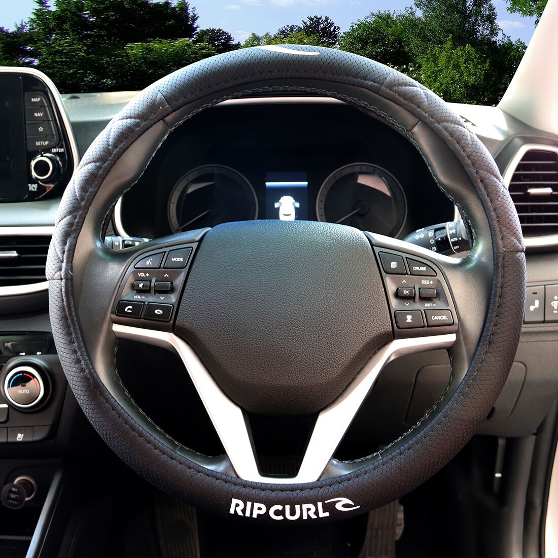 Rip Curl Embossed Steering Wheel Cover & Seat Belt Buddie Set Black, , scaau_hi-res