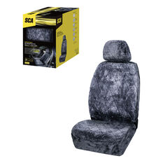 SCA Diamond Cut Sheepskin Single Seat Cover Slate Adjustable Headrests Airbag Compatible 30SAB, , scaau_hi-res