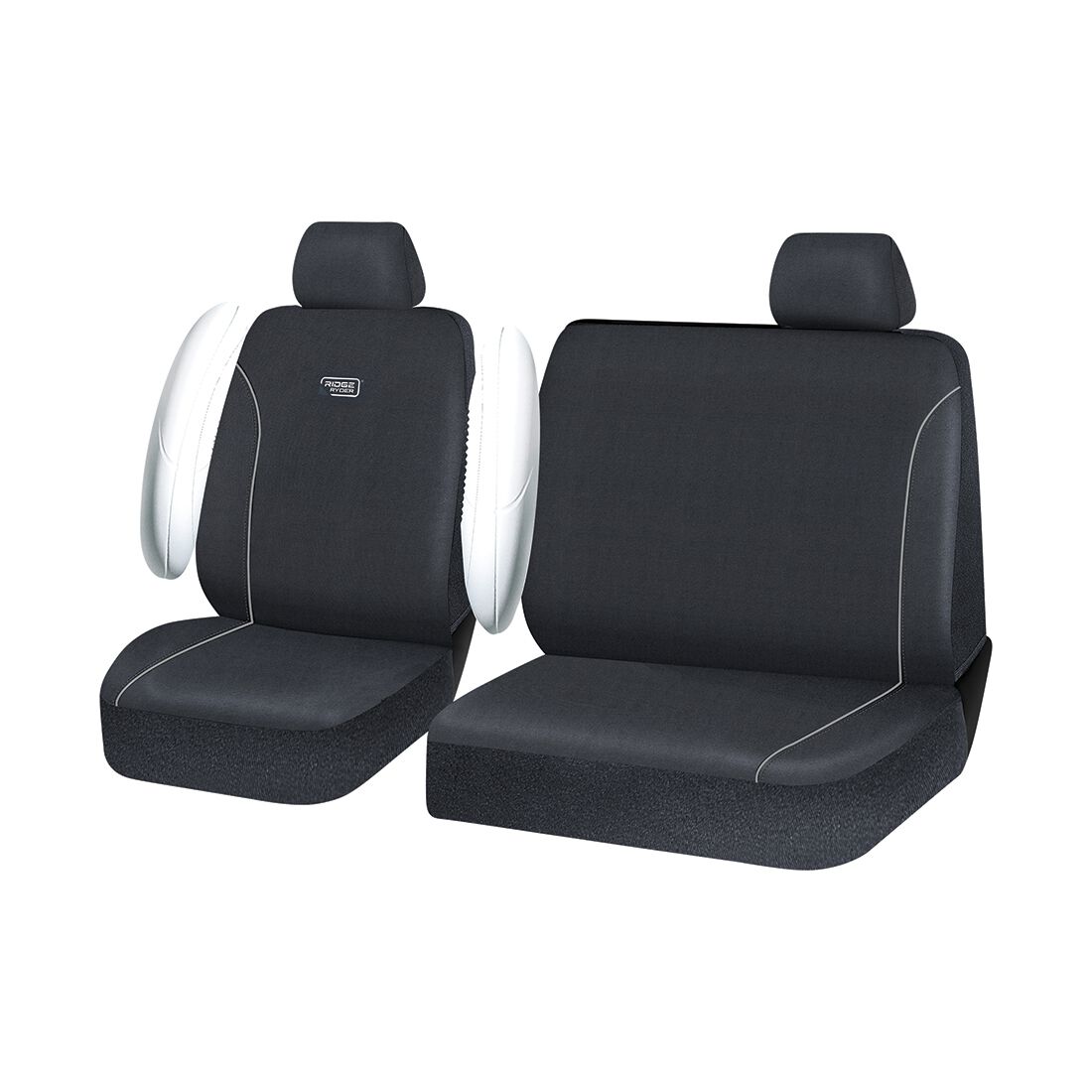 Ridge Ryder Canvas Piping Seat Covers Black/Grey 301SAB, , scaau_hi-res