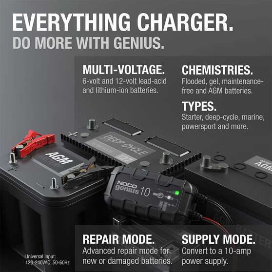 NOCO Genius 10 Battery Charger 6V/12V 10 Amp, , scaau_hi-res