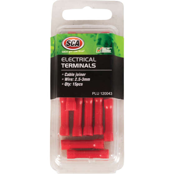 SCA Electrical Terminals - Cable Joiner, 2.5mm Red, 15 Pack, , scaau_hi-res