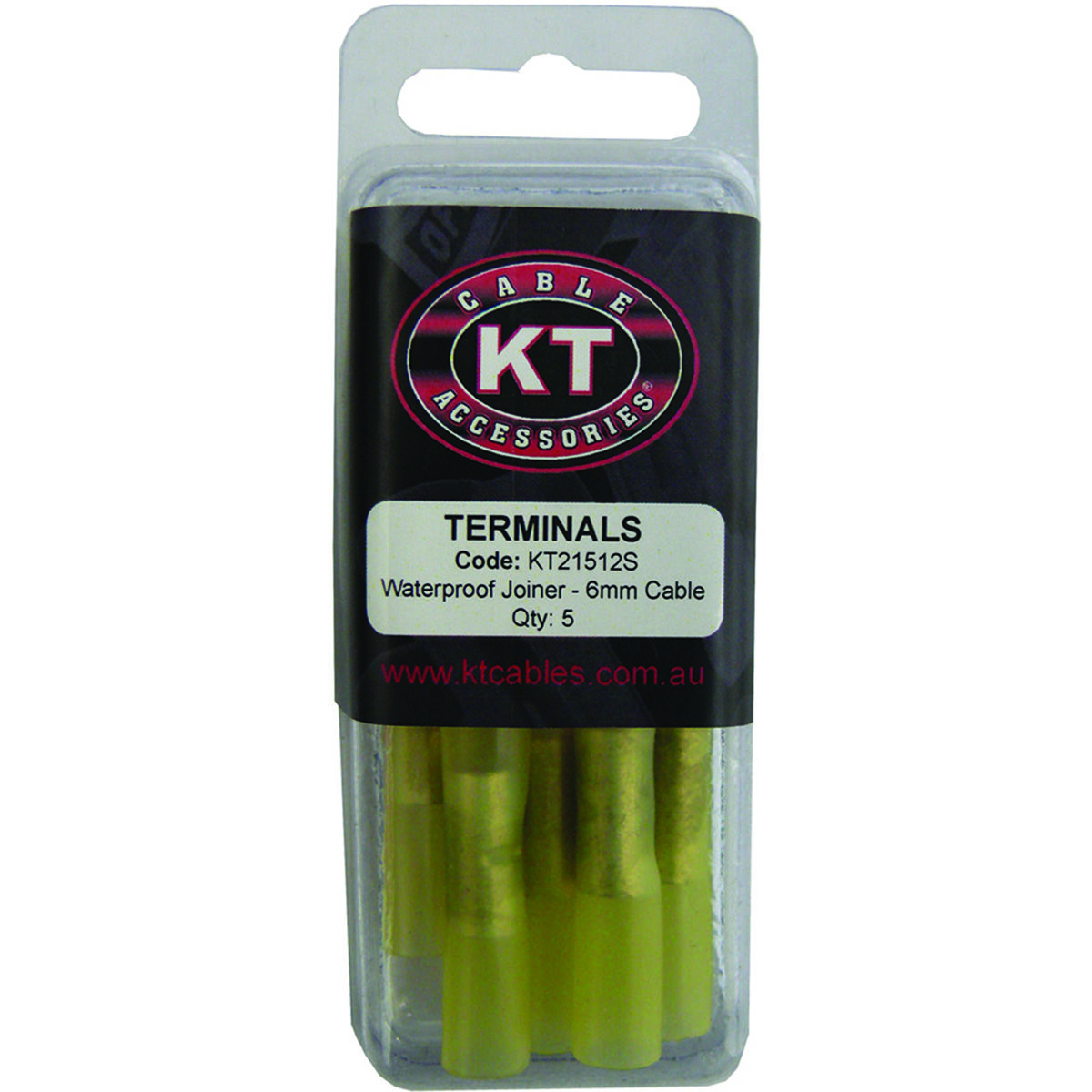 KT Cable Waterproof Butt Splice Joiner - 6mm Yellow, 5 Pack, , scaau_hi-res