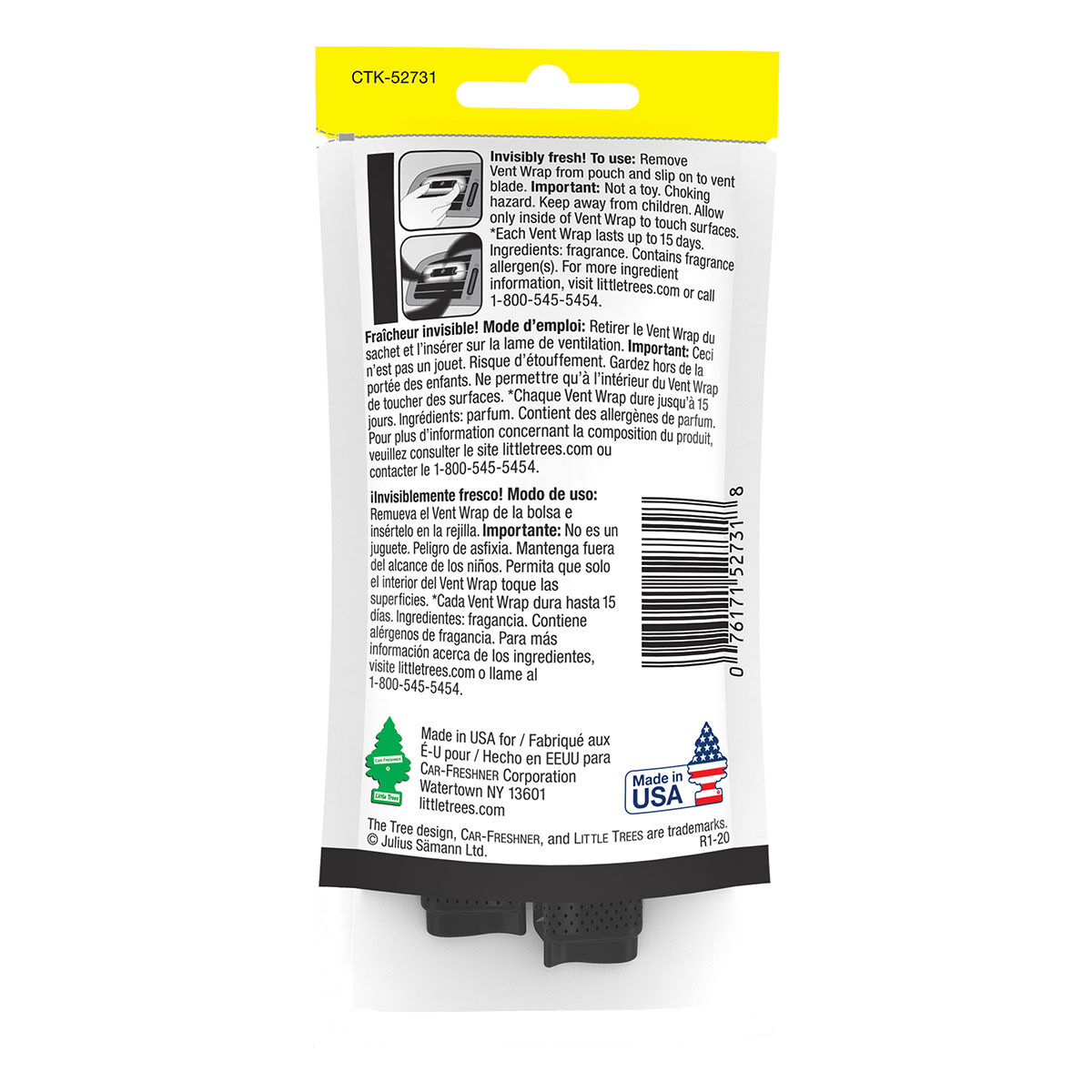 Little Trees Vent Wrap Air Freshener - Black Ice 4 Pack, , scaau_hi-res