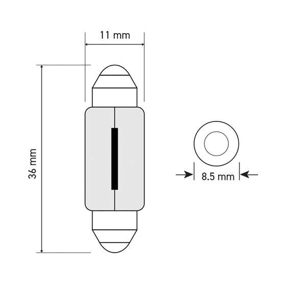 SCA Incandescent Globe - 11X36MM 12V 5W - 2 Pack, , scaau_hi-res