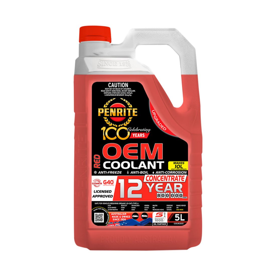 Penrite Red Long Life Anti Freeze / Anti Boil Coolant Concentrate - 5 Litres, , scaau_hi-res