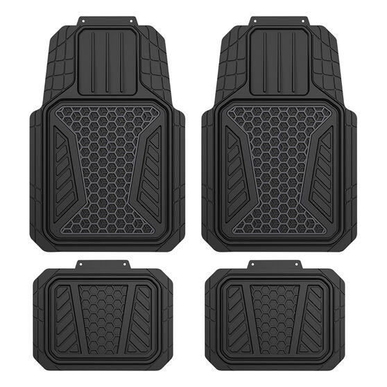 SCA Two Tone Hexagon PVC Rubber Floor Mats Black Set of 4 Supercheap Auto
