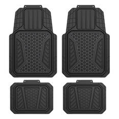 SCA Two Tone Hexagon PVC Car Floor Mats - Set of 4, Black, , scaau_hi-res