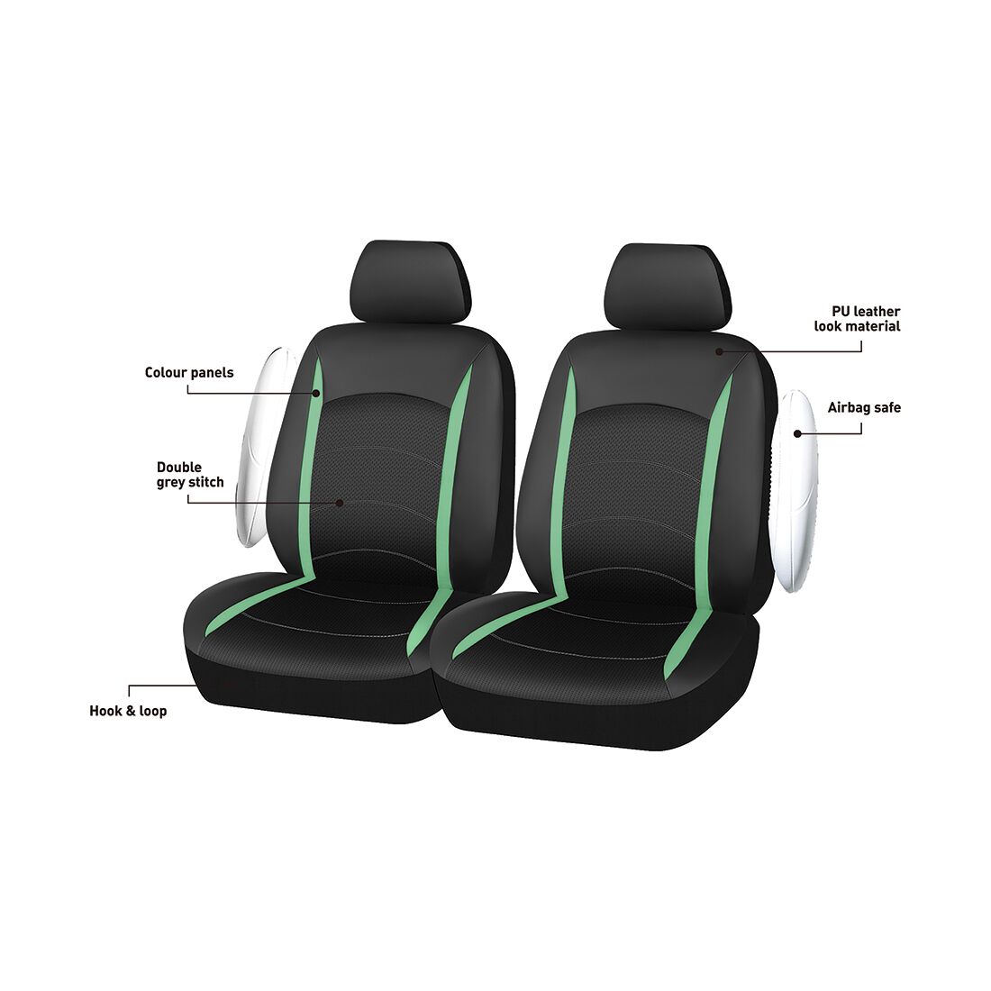 SCA Seat Cover Leather Look and Mesh Size 30A Aqua, , scaau_hi-res