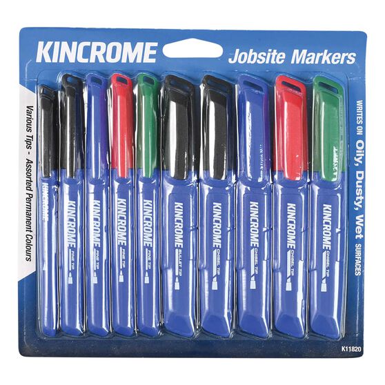 Kincrome Permanent Marker 10 Pack Various Colours & Tips, , scaau_hi-res