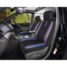 SCA Mesh Seat Covers - Black Blue and Orange Adjustable Headrests Size 30 Front Pair Airbag Compatible, , scaau_hi-res