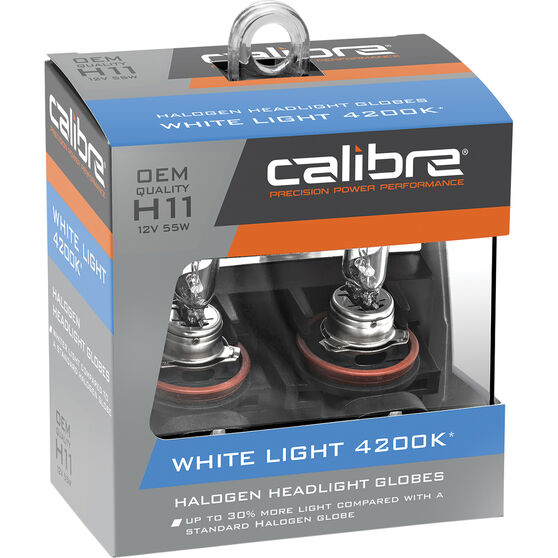 Calibre White Light 4200K Headlight Globes - H11, 12V 55W, CA4200H11, , scaau_hi-res