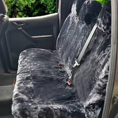 SCA Luxury Fur Seat Cover Slate Adjustable Headrests Rear Seat Size 06H, , scaau_hi-res