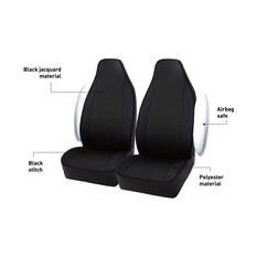 SCA Jacquard Seat Covers Black Built-In Headrests Airbag Compatible, , scaau_hi-res