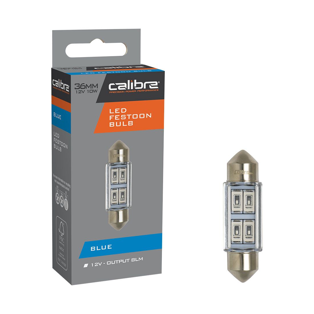 Calibre Automotive Globes - LED Blue Festoon, 12V, 10W, 36mm, , scaau_hi-res