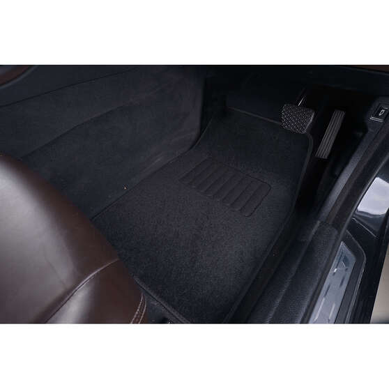 SCA Reversible Carpet/Rubber Car Floor Mats - Set of 4, Black, , scaau_hi-res