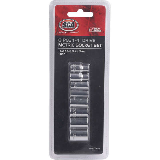 SCA Socket Set 1/4" Drive Metric 8 Piece, , scaau_hi-res