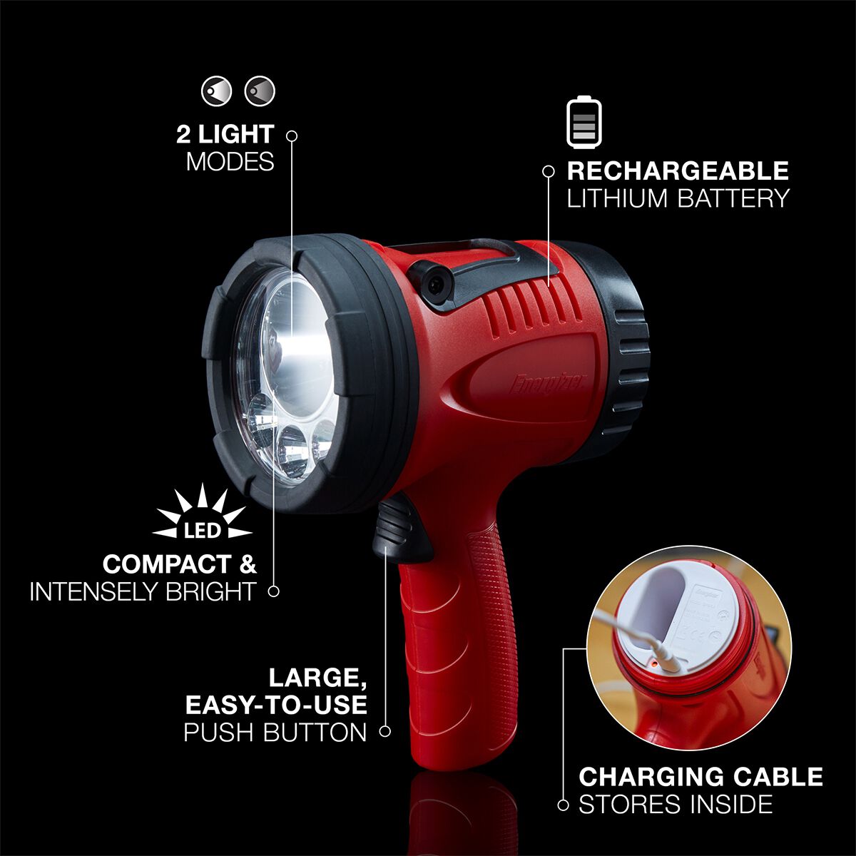 Energiser Rechargeable LED Spotlight 600L, , scaau_hi-res