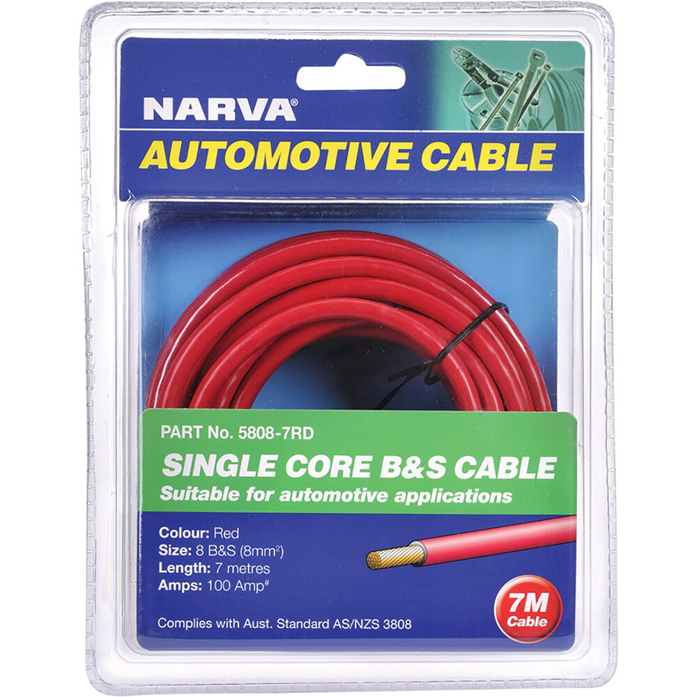 Narva Automotive Cable Single Core B&S Cable, 100 Amp 8mm x 7m, Red