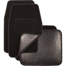 SCA Reversible Carpet/Rubber Car Floor Mats - Set of 4, Black, , scaau_hi-res