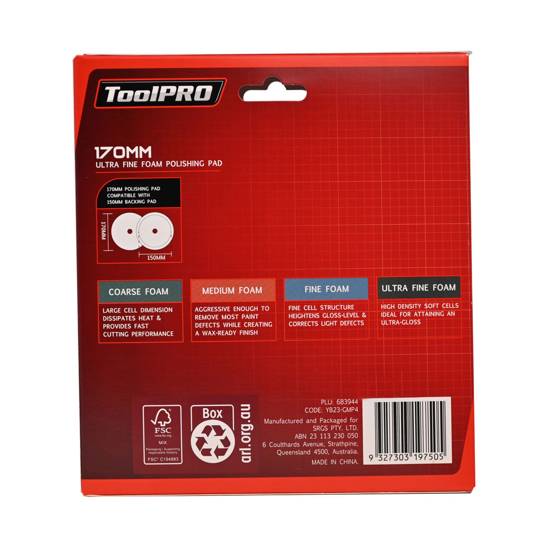 ToolPRO 170mm Ultra Fine Foam Polishing Pad Black, , scaau_hi-res