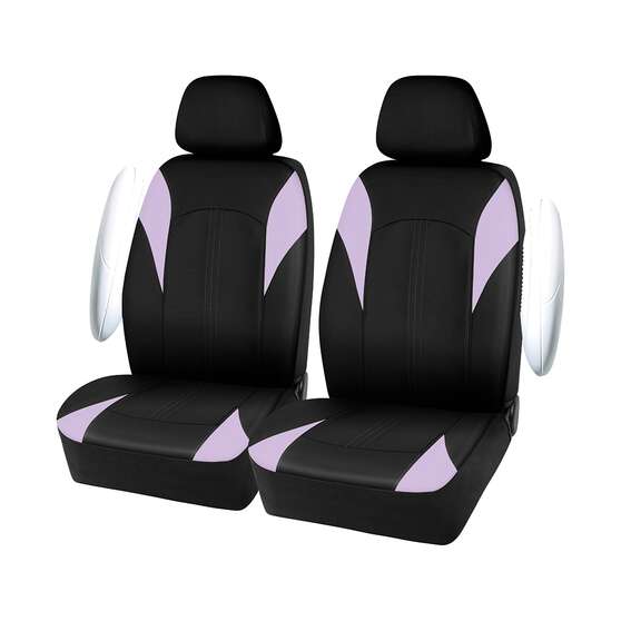 SCA Seat Cover Leather Look Black/Lilac, , scaau_hi-res