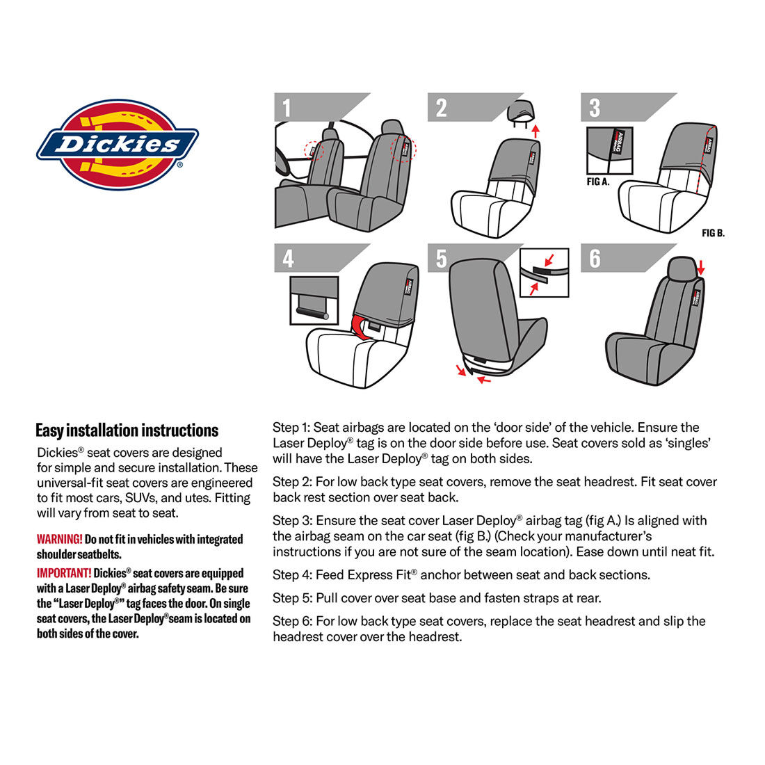 Dickies Repreve Polyester OG Logo Seat Covers Black Adjustable Headrests Airbag Compatible, , scaau_hi-res