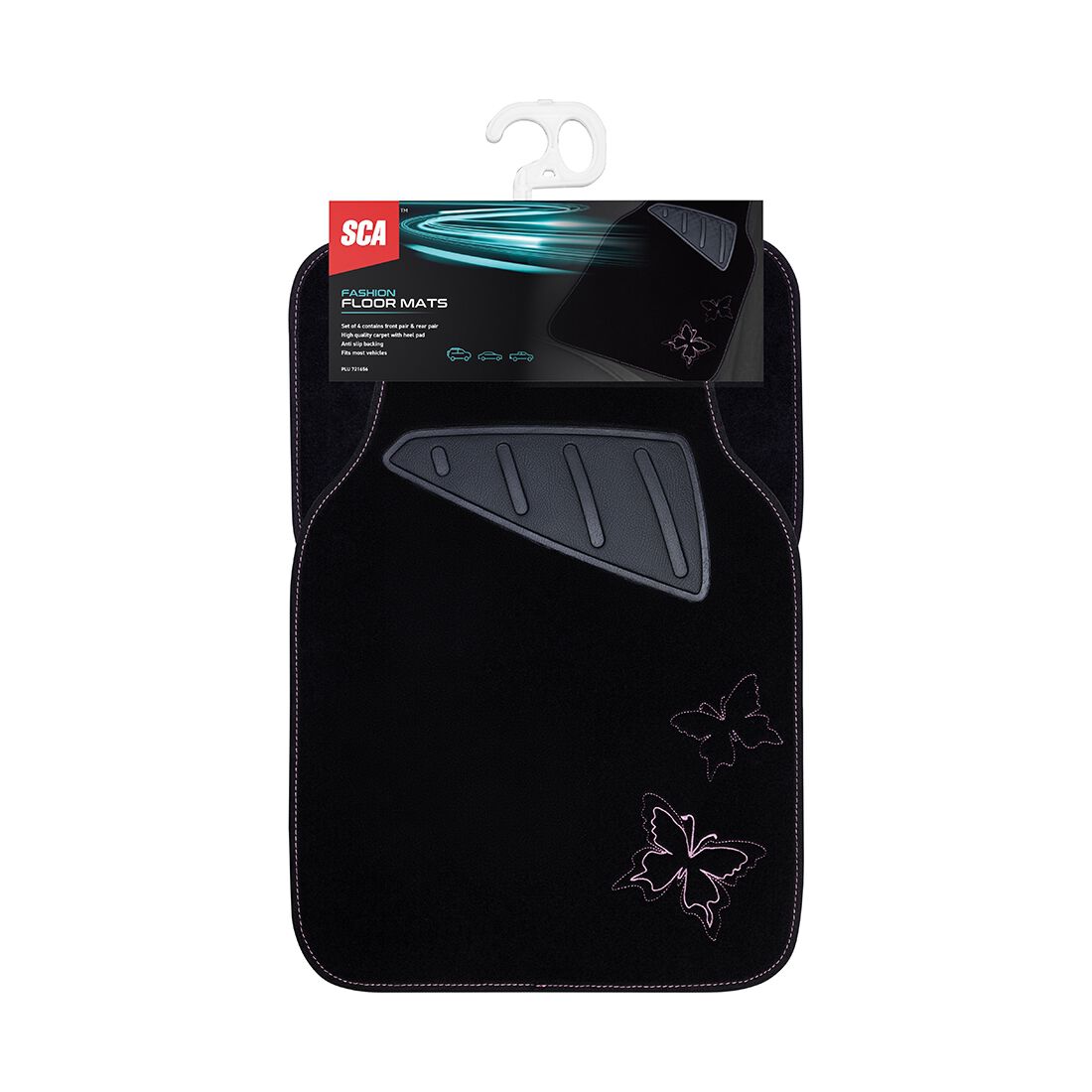 SCA Butterfly Floor Mats Carpet Pink Set of 4, , scaau_hi-res