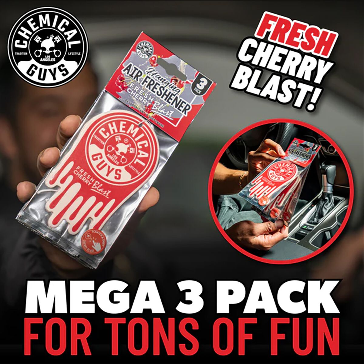 Chemical Guys Airfreshener 3 Pack Cherry Blast, , scaau_hi-res